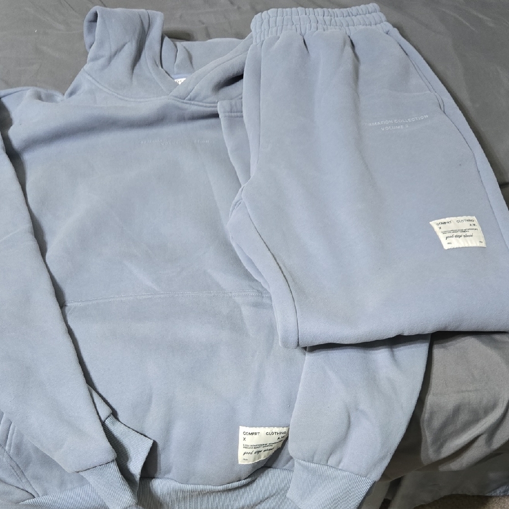 Women's Light Blue Hoodie & Sweatpants Set